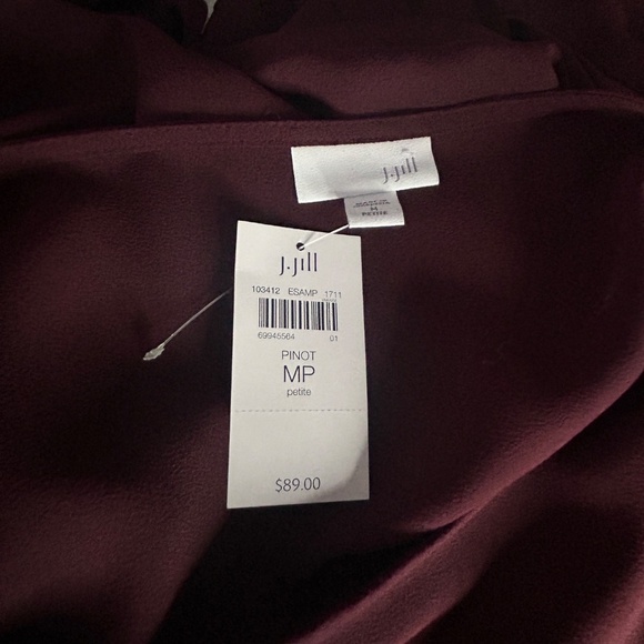 J. Jill Blouse Top Shirt Tunic Pinot Colour Versatile ¾ Sleeve Pleated Flounce - Picture 9 of 11